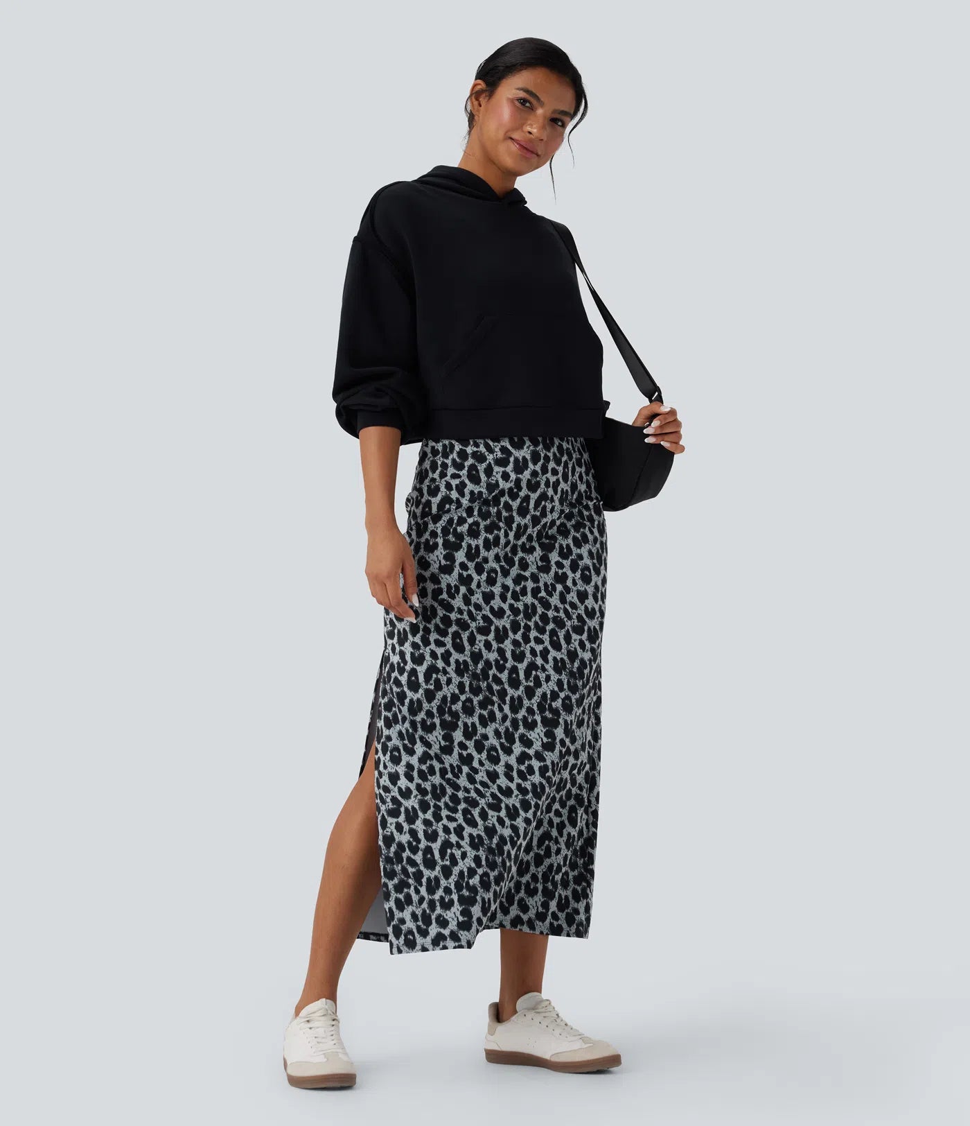 Halara UltraSculpt™ Leopard Print High Waisted Split Maxi Casual Skirt