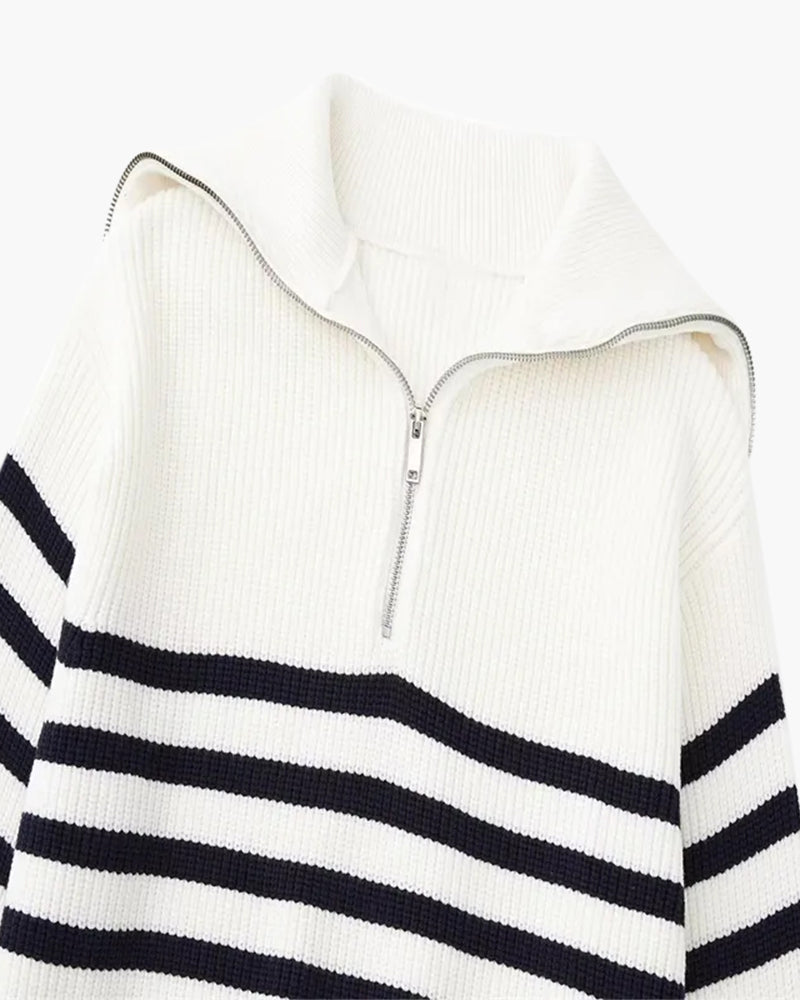 HARROW - Striped Zip Sweater