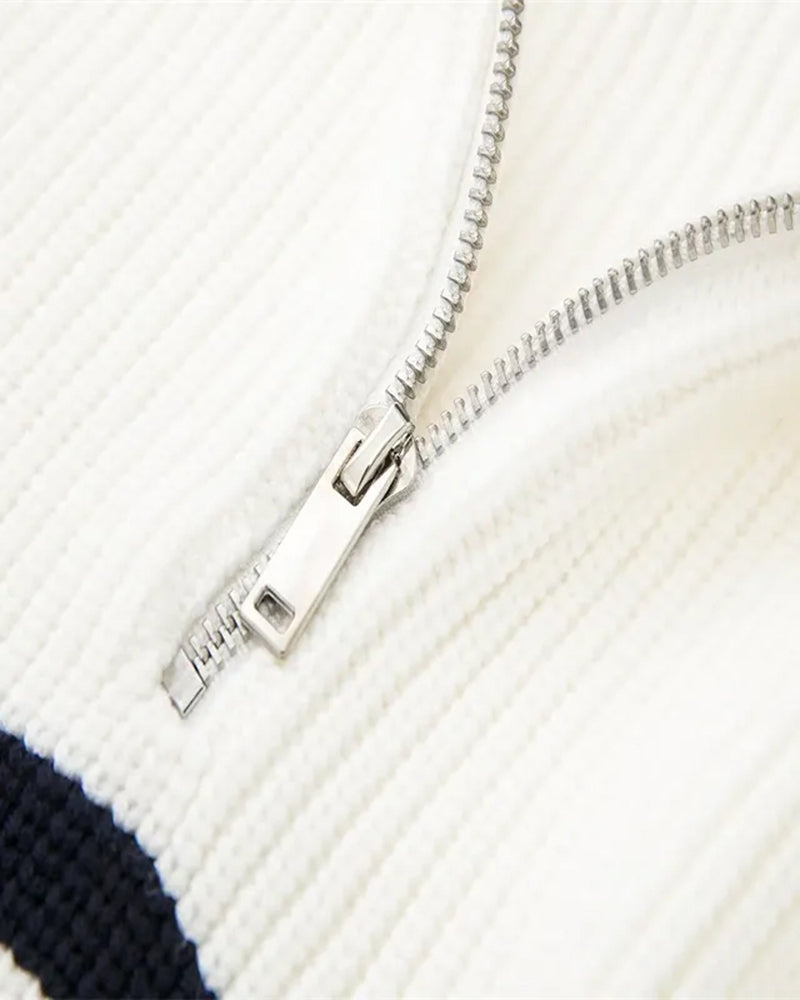 HARROW - Striped Zip Sweater