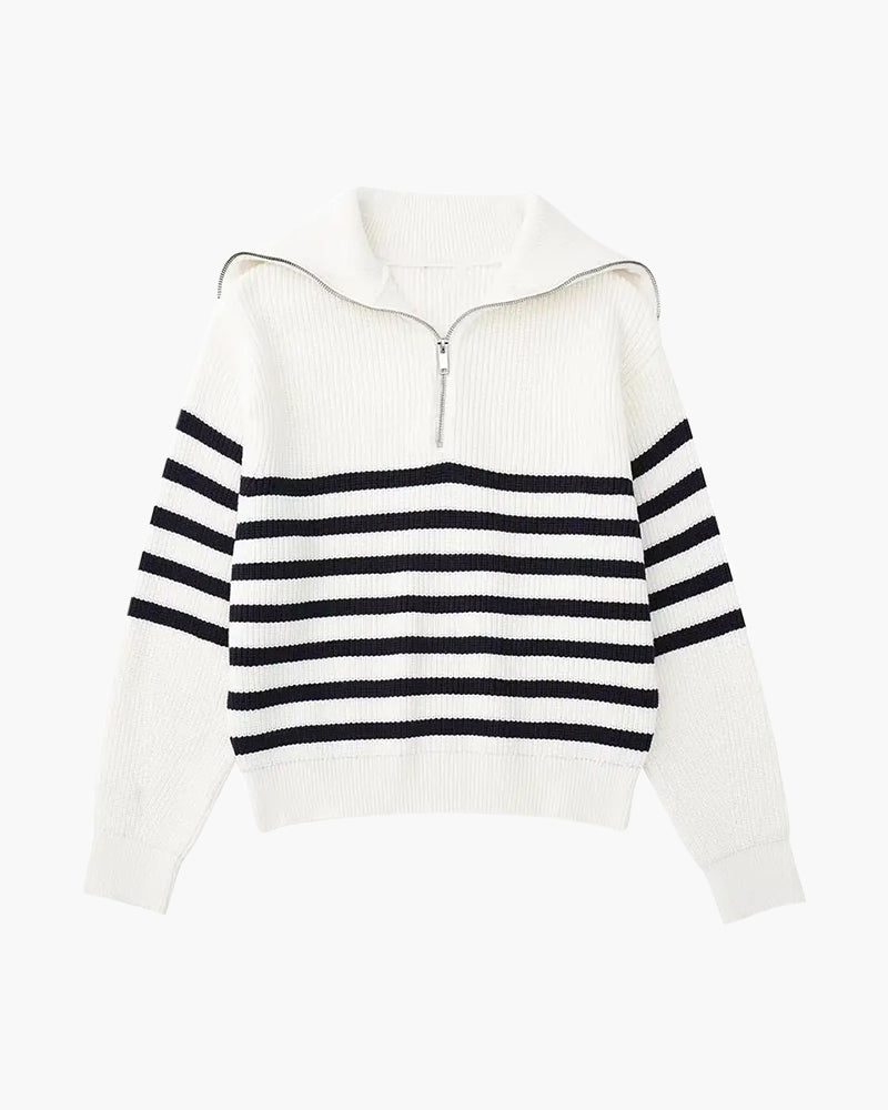 HARROW - Striped Zip Sweater