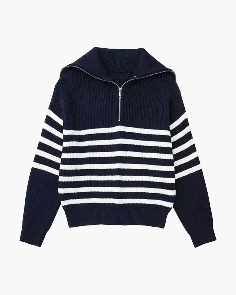 HARROW - Striped Zip Sweater