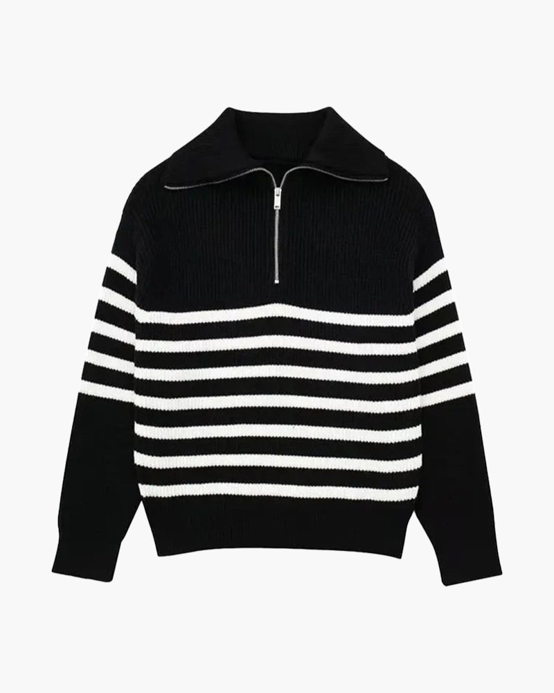 HARROW - Striped Zip Sweater