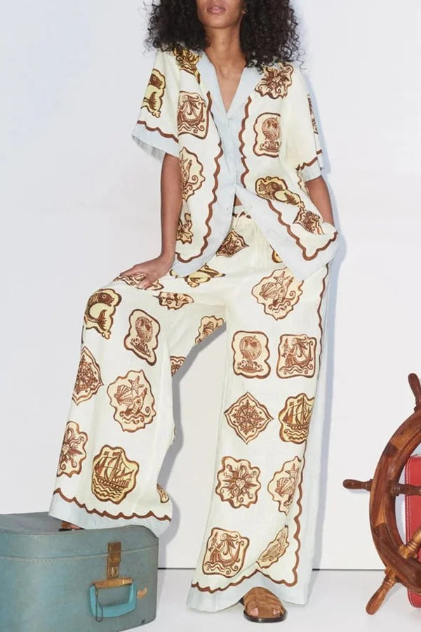 MARINA BLOUSE - Printed Linen Blend Oversized