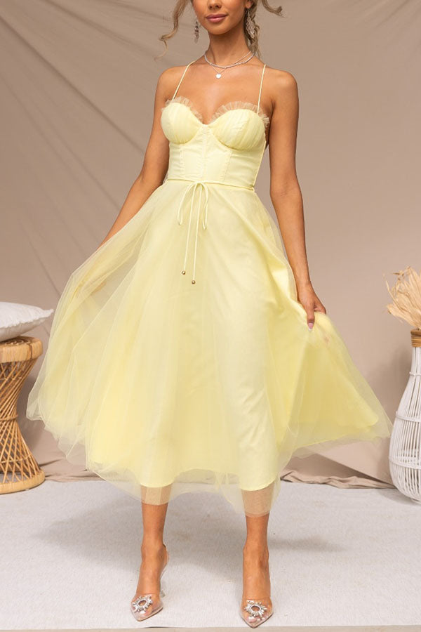 LUNARIA – Crisscross Back Tulle Dress