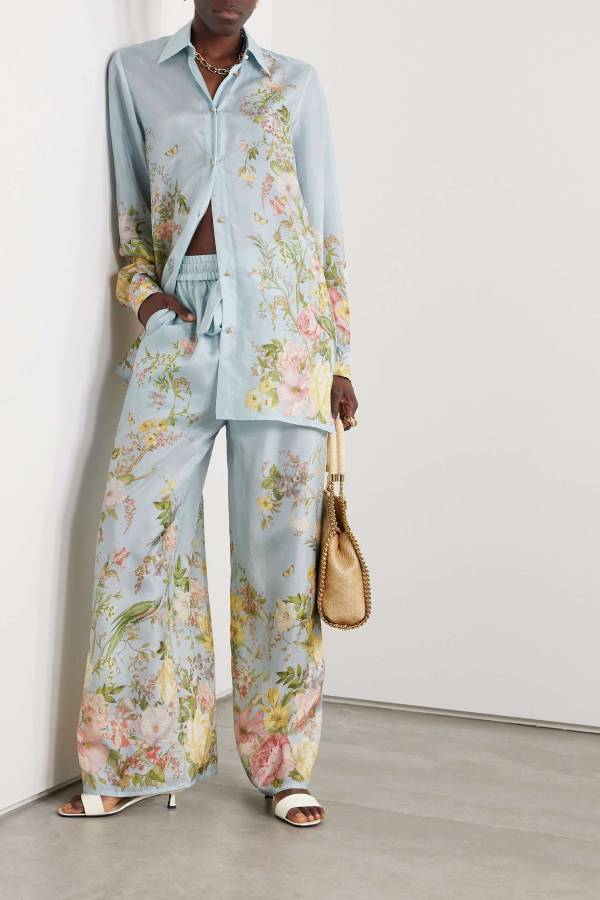 AVELINE TROUSER- Pastel Bloom Silk