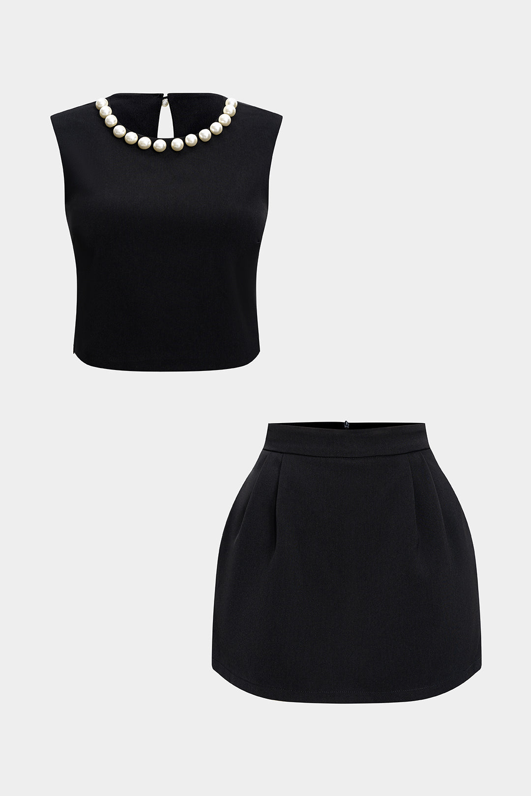 PERLA NEGRA – Embellished Crop Top & Skirt