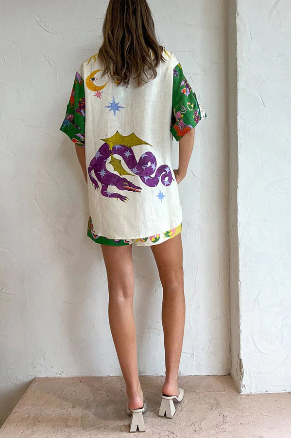 MYTHARA - Linen Blend Printed Shirt & Shorts