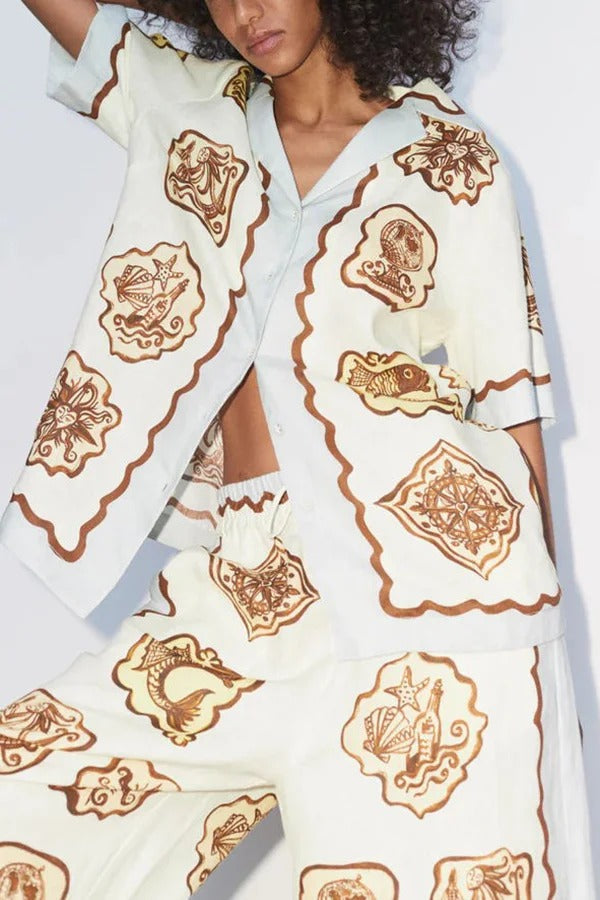 MARINA BLOUSE - Printed Linen Blend Oversized