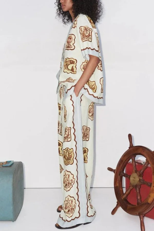MARINA BLOUSE - Printed Linen Blend Oversized