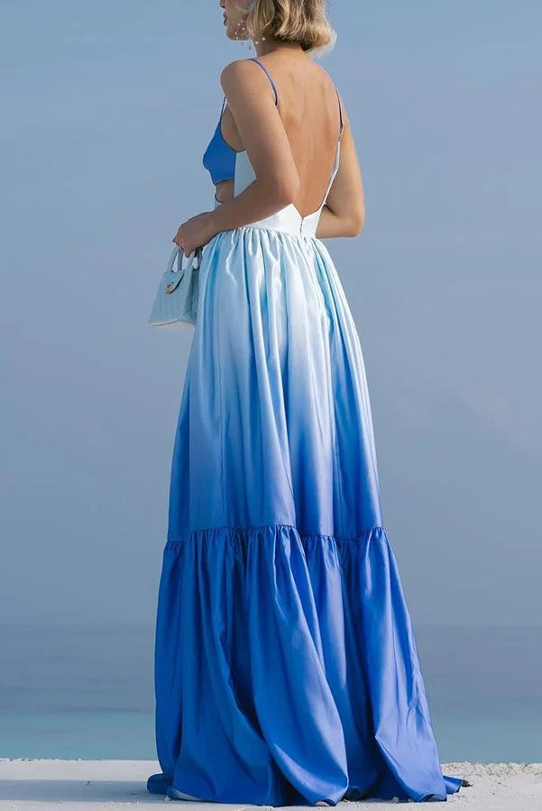 BRISA – Gradient Blue Maxi Dress