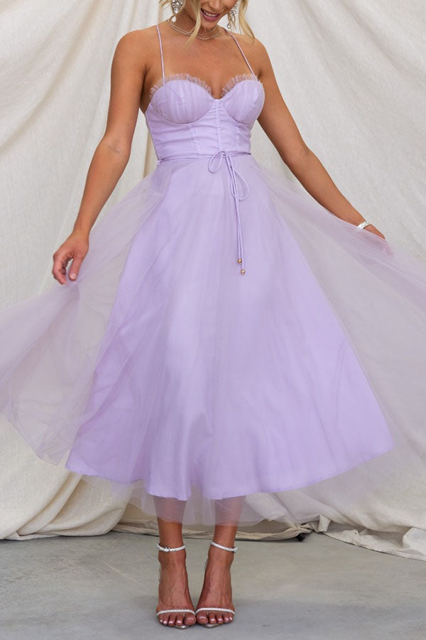 LUNARIA – Crisscross Back Tulle Dress