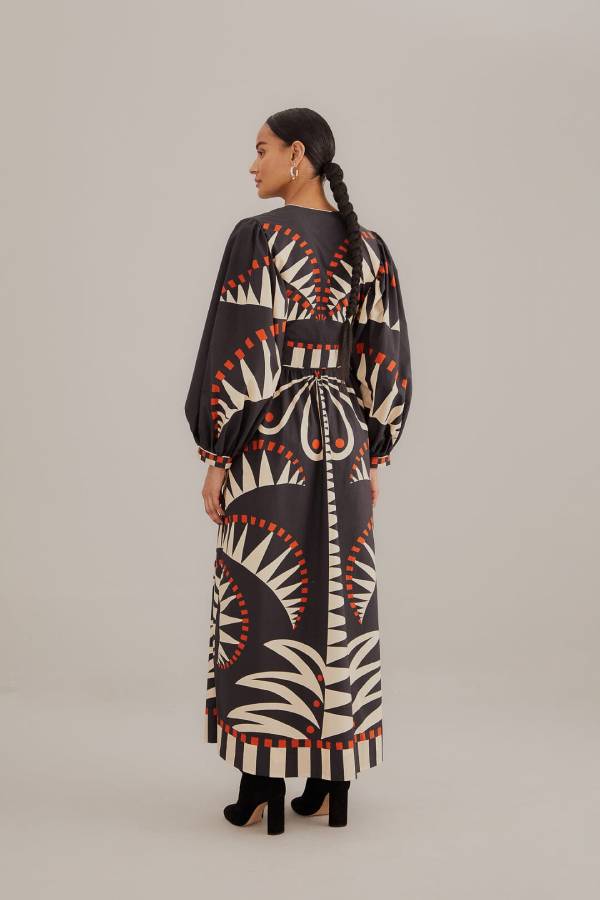 TRIBAL - Black Abstract Luxe Maxi Dress