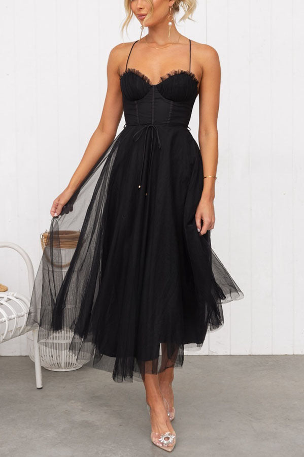 LUNARIA – Crisscross Back Tulle Dress