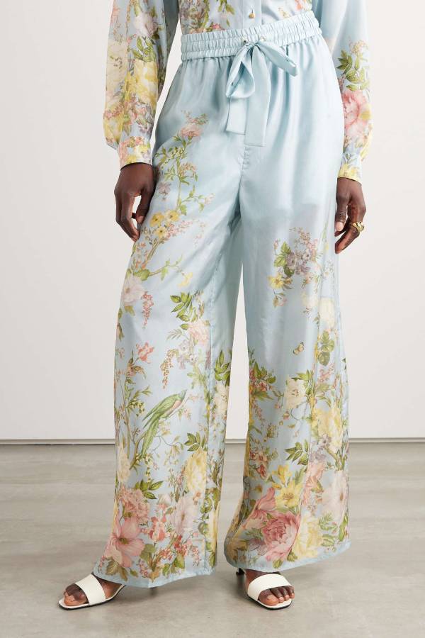 AVELINE TROUSER- Pastel Bloom Silk