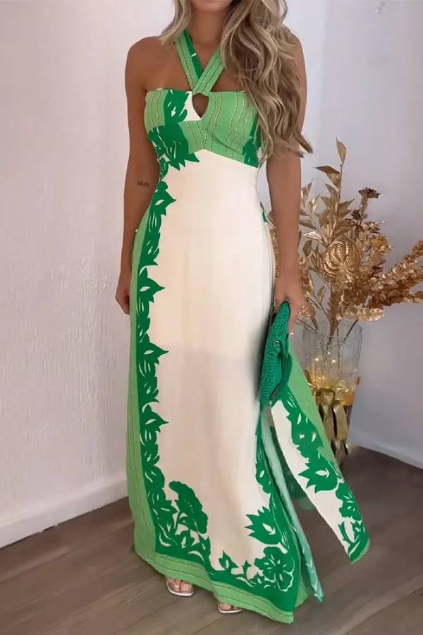EMERALD- Halter Maxi Dress