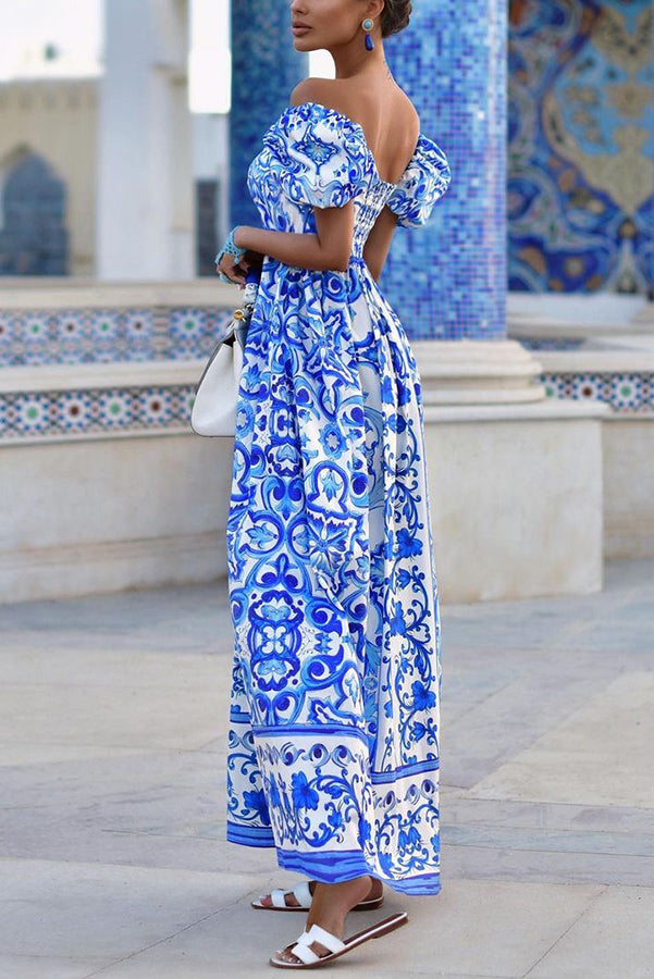 SERENO – Off-Shoulder Printed Maxi Dress