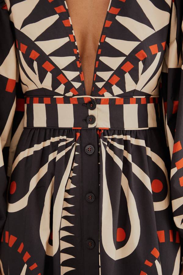 TRIBAL - Black Abstract Luxe Maxi Dress