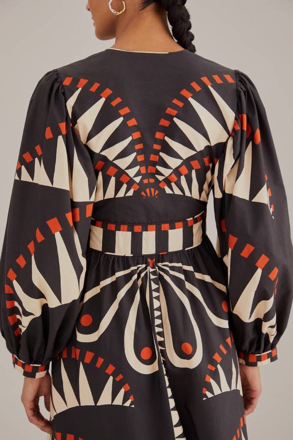 TRIBAL - Black Abstract Luxe Maxi Dress