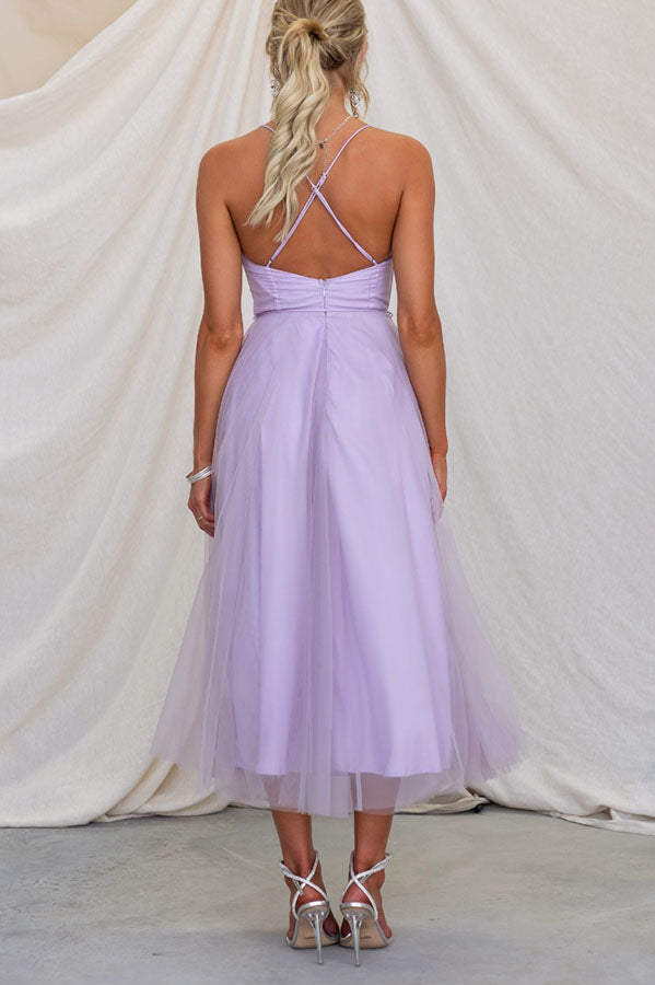 LUNARIA – Crisscross Back Tulle Dress