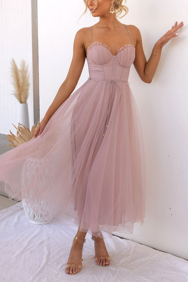 LUNARIA – Crisscross Back Tulle Dress