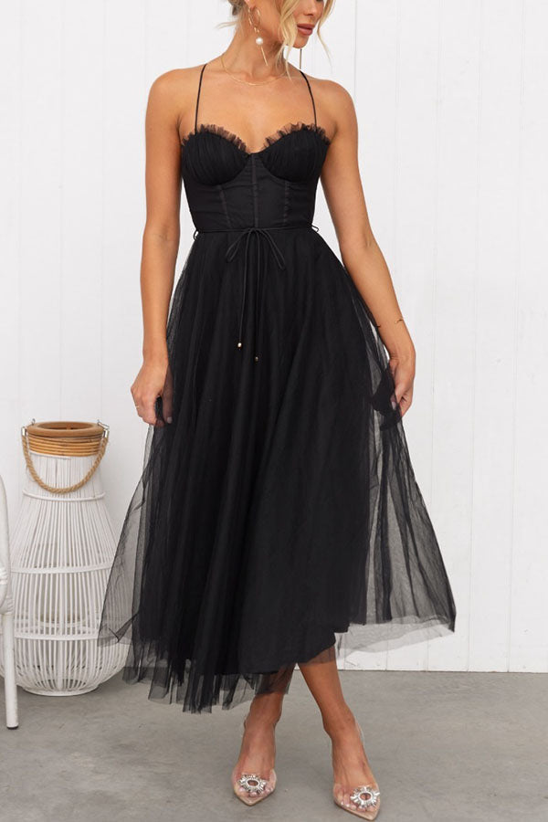 LUNARIA – Crisscross Back Tulle Dress