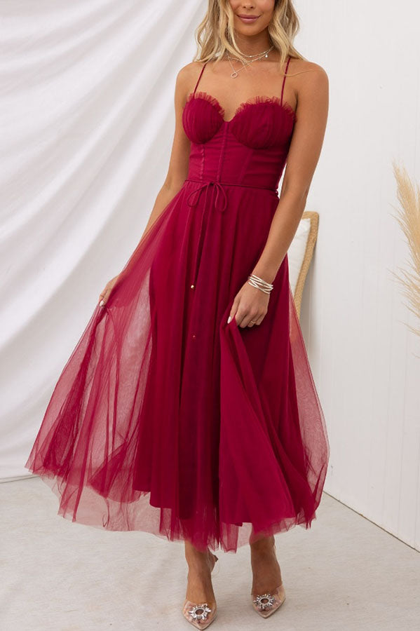 LUNARIA – Crisscross Back Tulle Dress