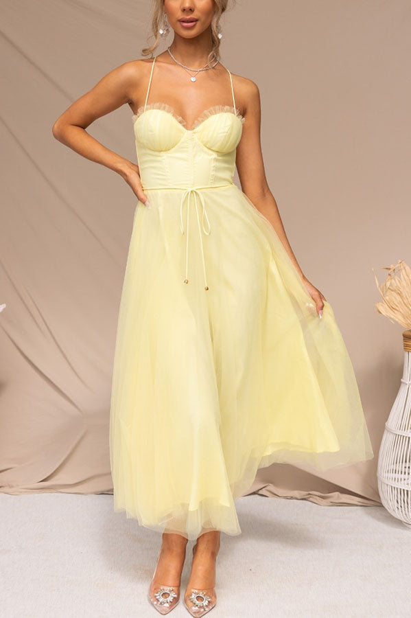 LUNARIA – Crisscross Back Tulle Dress