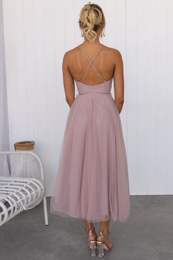 LUNARIA – Crisscross Back Tulle Dress