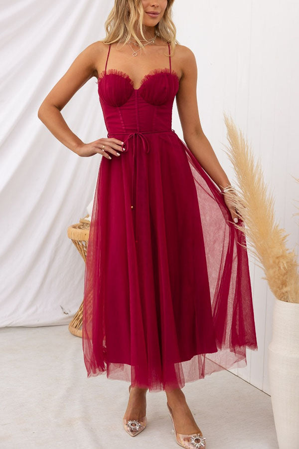 LUNARIA – Crisscross Back Tulle Dress