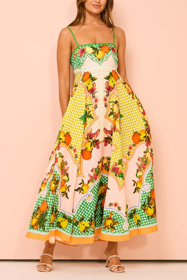 LEMONI-  Fruit Print Maxi Dress