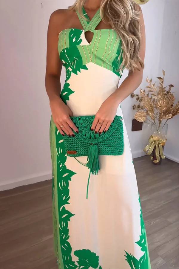 EMERALD- Halter Maxi Dress