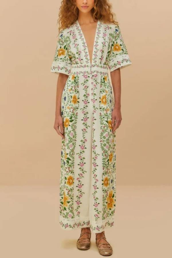 FLORA- Linen Blend Floral Wide-Leg Jumpsuit
