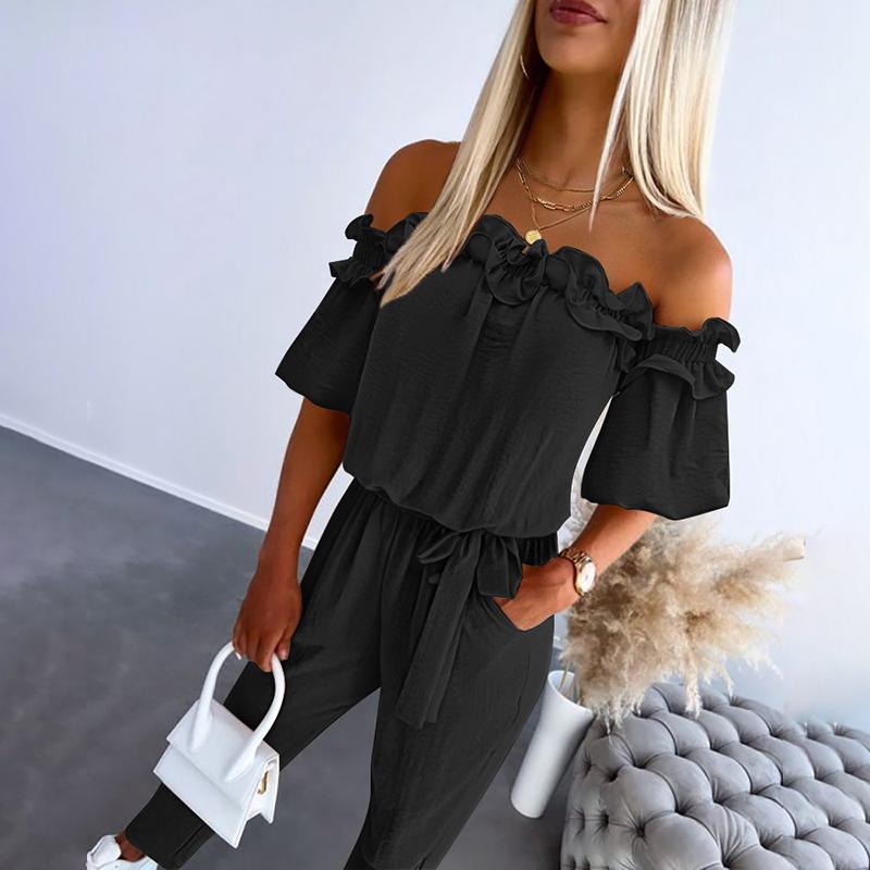 CAMILA – Shoulder Tie-Waist Jumpsuit
