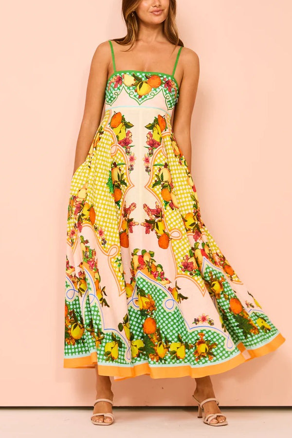 LEMONI-  Fruit Print Maxi Dress