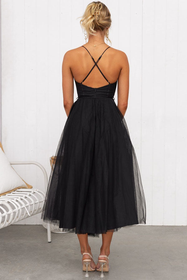 LUNARIA – Crisscross Back Tulle Dress