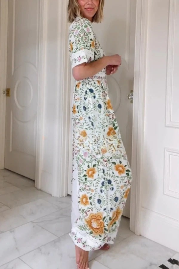 FLORA- Linen Blend Floral Wide-Leg Jumpsuit
