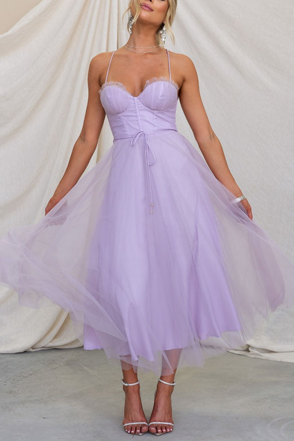 LUNARIA – Crisscross Back Tulle Dress