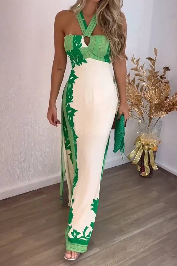 EMERALD- Halter Maxi Dress