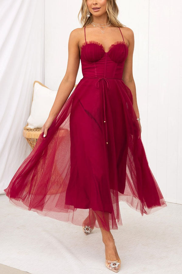 LUNARIA – Crisscross Back Tulle Dress