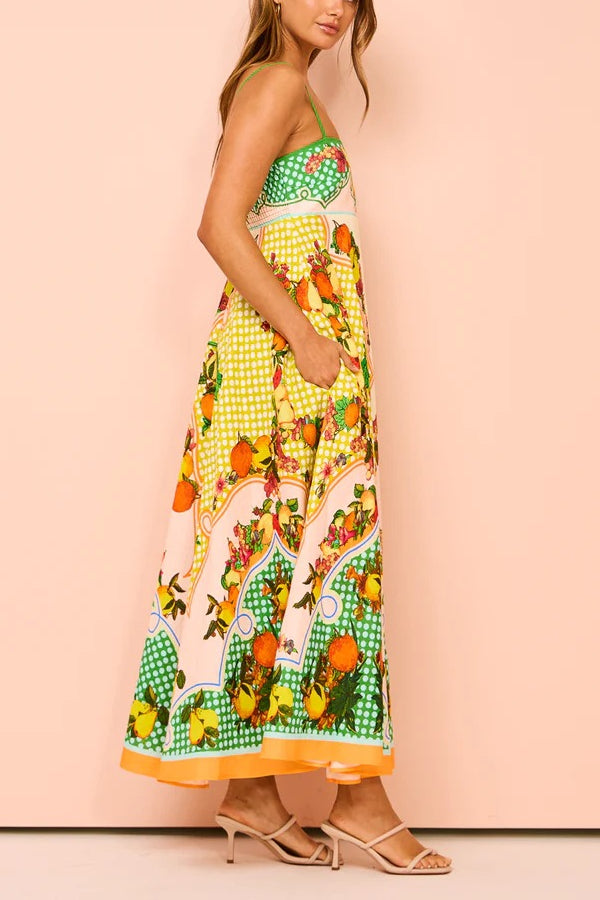 LEMONI-  Fruit Print Maxi Dress