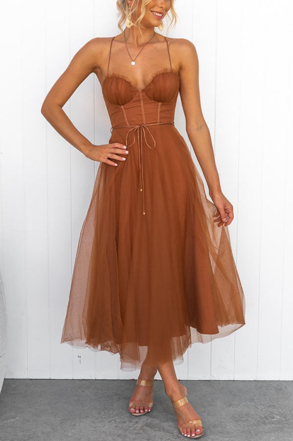 LUNARIA – Crisscross Back Tulle Dress