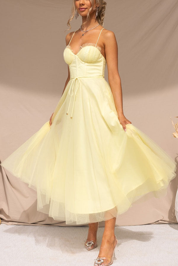 LUNARIA – Crisscross Back Tulle Dress