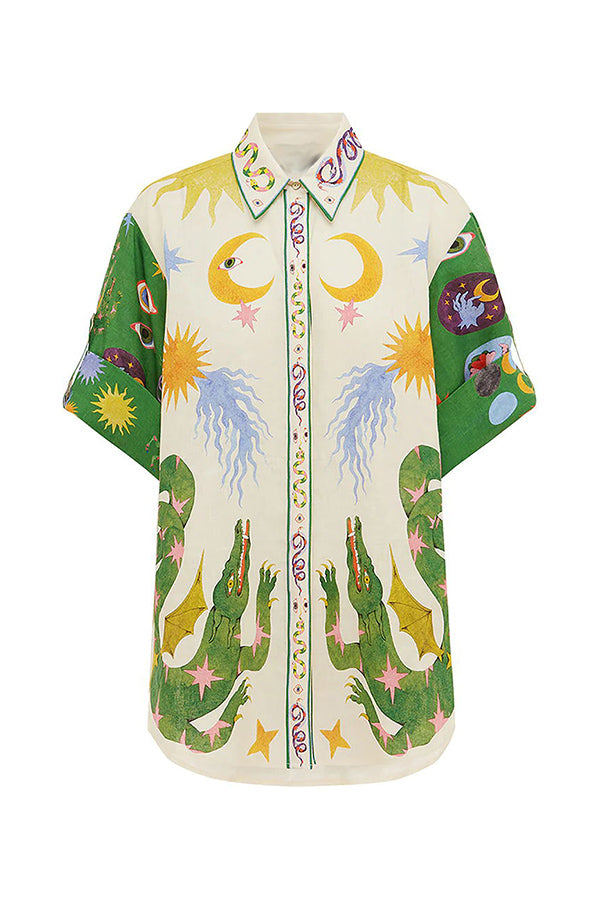 MYTHARA - Linen Blend Printed Shirt & Shorts