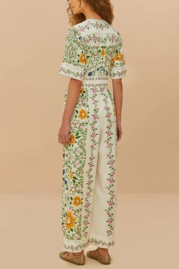 FLORA- Linen Blend Floral Wide-Leg Jumpsuit