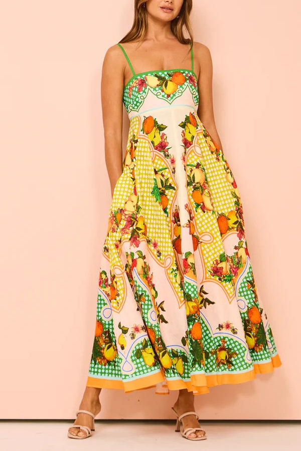 LEMONI-  Fruit Print Maxi Dress