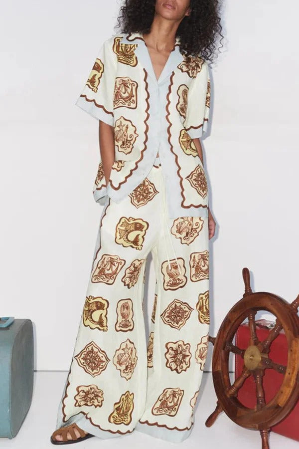 MARINA BLOUSE - Printed Linen Blend Oversized